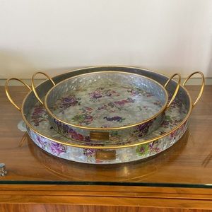 Mackenzie Childs Flower Market Galvanized Outdoor Trays - Set of 2